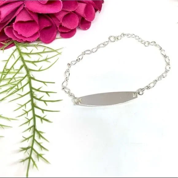 NEW⚜️Silver-Tone Dog Tag Chain Link Bracelet - Picture 5 of 7